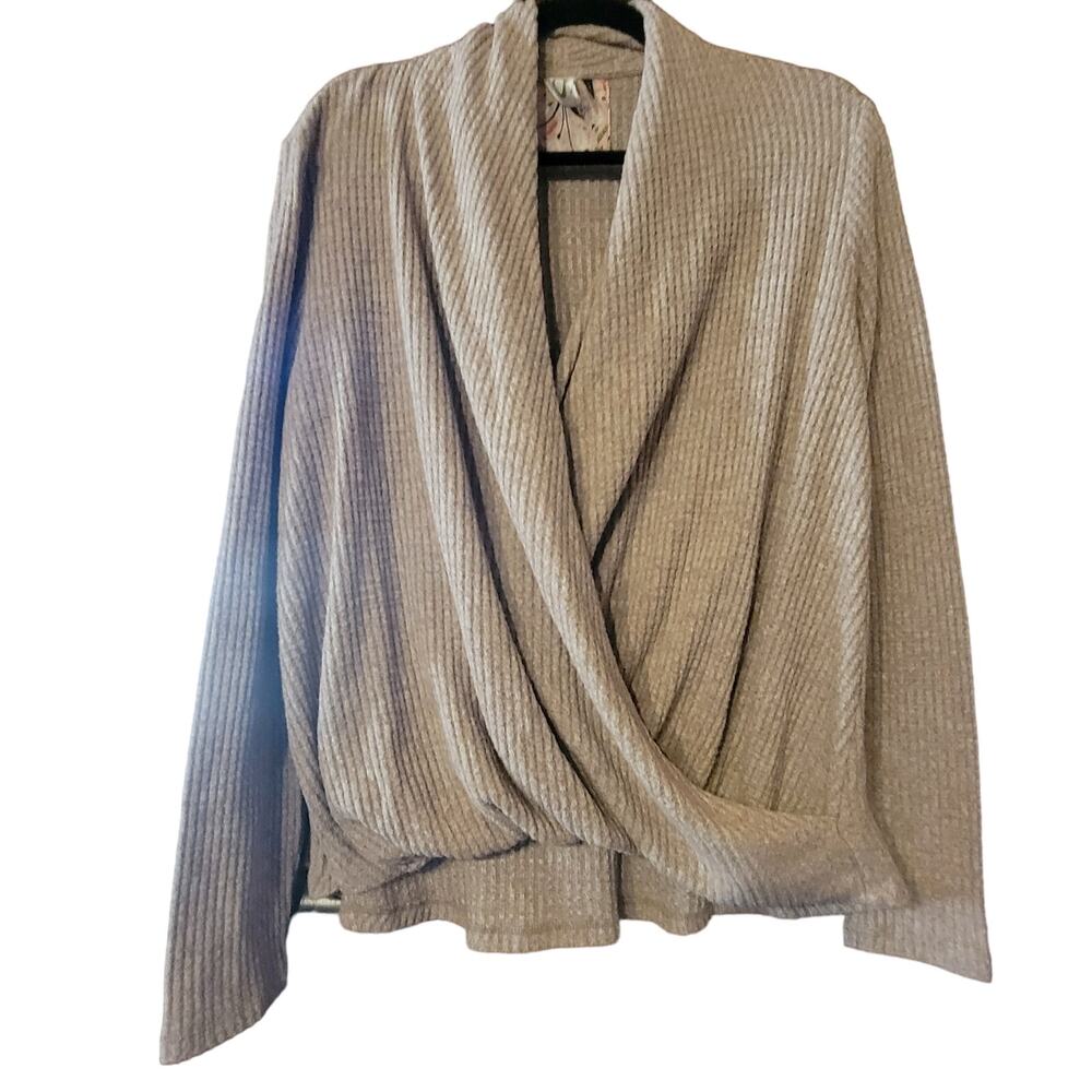 Anthropologie Akemi & Kin Woodruff Waffle Faux Wrap Top Sz M